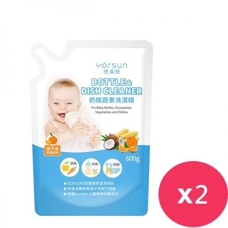 悠森兒 YORSUN奶瓶蔬果洗潔精補充600g*2包