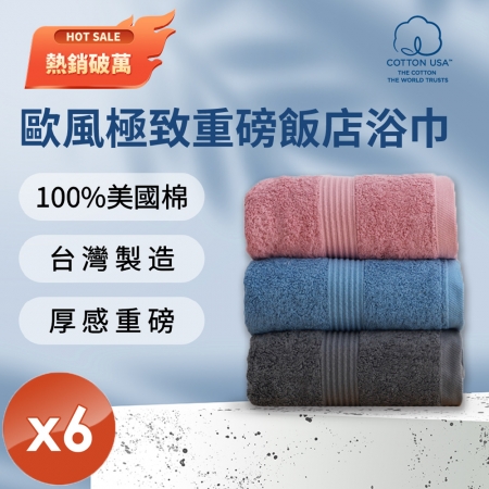 【HKIL-巾專家】MIT歐風極緻厚感重磅飯店彩色浴巾（3色任選）-6入組