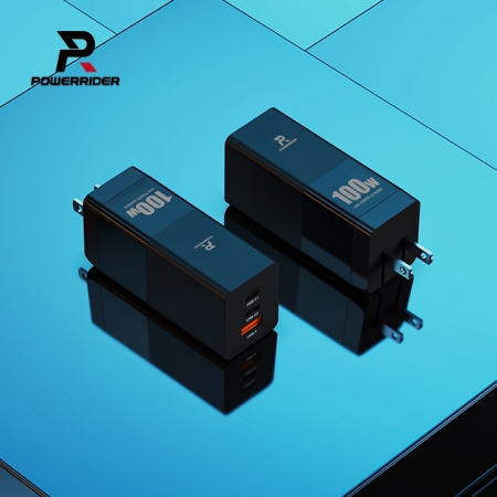 PowerRider PD100CA 100W氮化鎵三孔折疊快速充電器