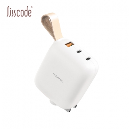 【Lisscode】Mantou 65W氮化鎵PD充電器 | 2C＋1A 小饅頭 三孔快充頭 LA-65-WH 雲朵白
