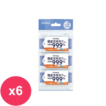 優生 超迷你酒精濕巾8抽3入X6組