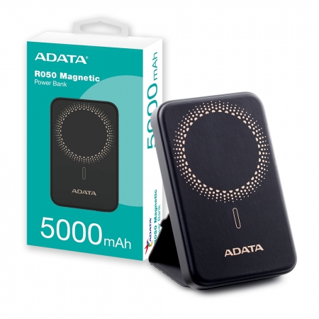 ADATA 威剛 R050 磁吸式行動電源 5000mAh 快充 Magsafe 無線充電 背蓋腳架 （AD-R050K）