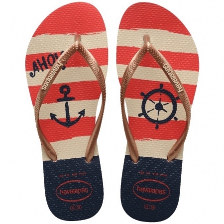【哈瓦士havaianas】 巴西人字拖  女款 Slim nautical/紅船舵