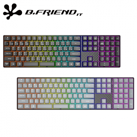B.FRIEND K10 2.4G 藍牙無線＋有線三模發光充電式鍵盤