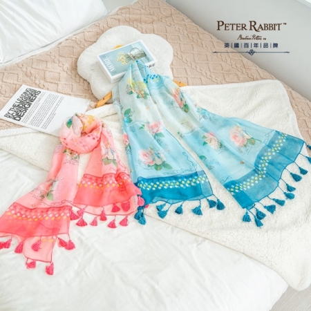 618年中狂歡慶~【PETER RABBIT 比得兔】莫代爾棉玫瑰長絲巾（2色）
