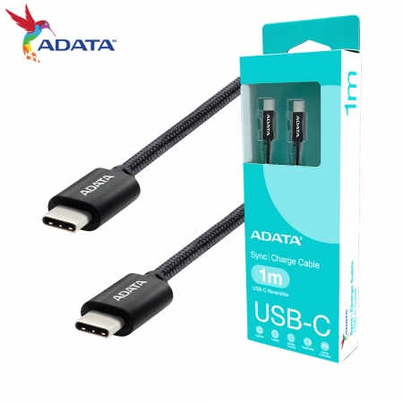 ADATA 威剛 USB-C to USB-C 1M 編織充電線 傳輸線 100W 支援PD/QC快充 黑色（AD-C2C-1M-K）