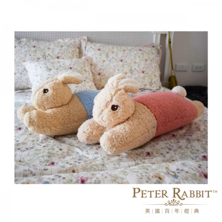 【PETER RABBIT 比得兔】趴趴兔絨毛造型抱枕 - 2色可選（粉/藍）