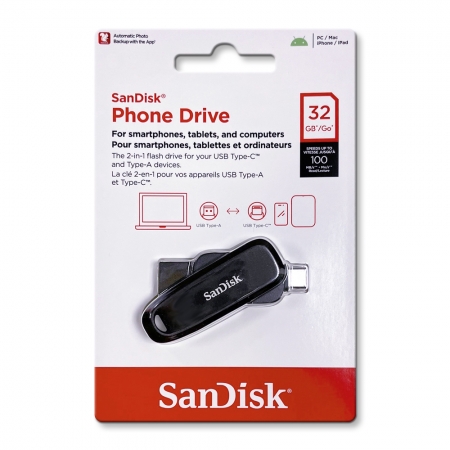 SanDisk【32G】Phone Drive USB 3.2 Type-C 雙接頭OTG 隨身碟 手機/平板適用（SD-DDC6-32G）