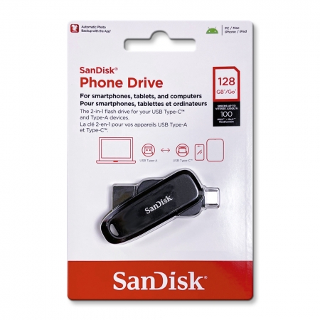 SanDisk【128G】Phone Drive USB 3.2 Type-C 雙接頭OTG 隨身碟 手機/平板適用（SD-DDC6-128G）