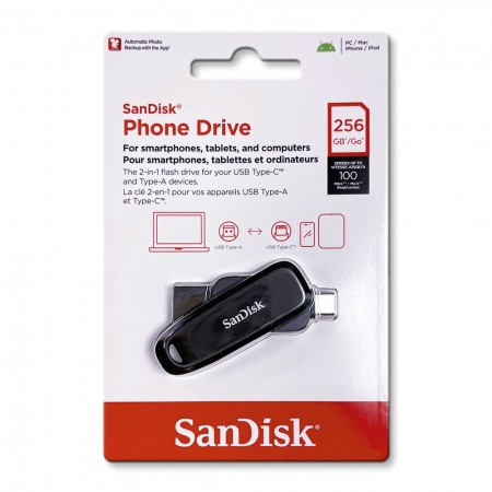 SanDisk【256G】Phone Drive USB 3.2 Type-C 雙接頭OTG 隨身碟 手機/平板適用（SD-DDC6-256G）