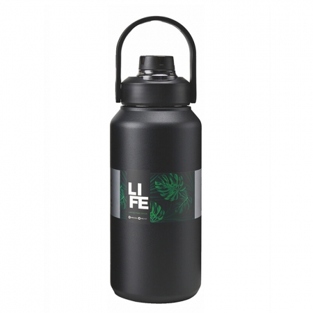 美迪達 316不鏽鋼神盾真空保溫保冷瓶1400ml（附吸管）幻影黑 XY-1400