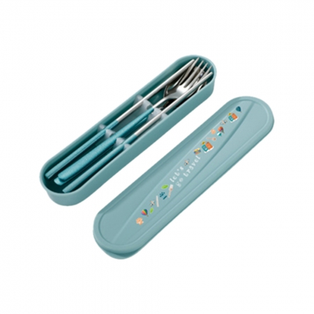 飪我行 炫彩隨行環保餐具組（綠色）-四件套（筷＋匙＋叉＋盒） CI-003J