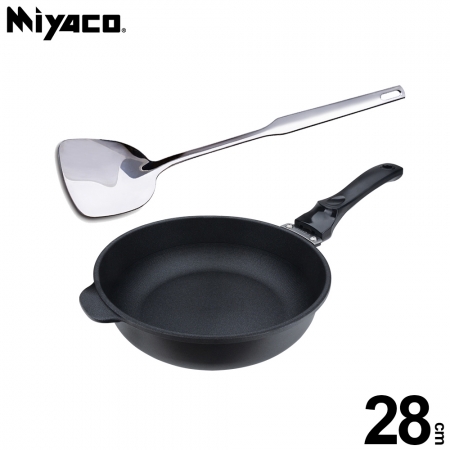 米雅可 遠紅外線陶瓷不沾深型平底鍋28cm（無蓋）MY-B01P280贈316不鏽鋼煎匙MY-J100010