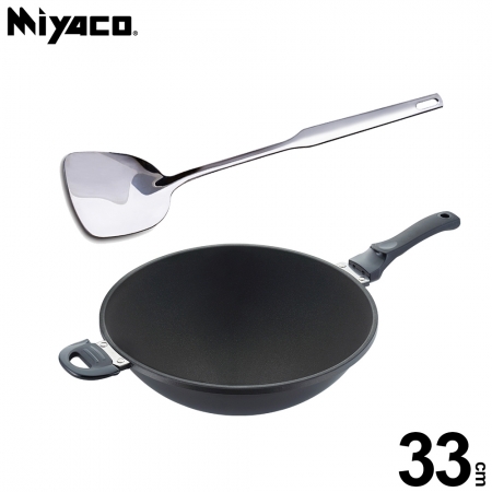 米雅可 遠紅外線陶瓷不沾炒鍋33cm（無蓋）MY-B01W330贈316不鏽鋼煎匙MY-J100010
