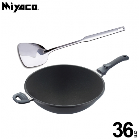 米雅可 遠紅外線陶瓷不沾炒鍋36cm（無蓋）MY-B01W360贈316不鏽鋼煎匙MY-J100010
