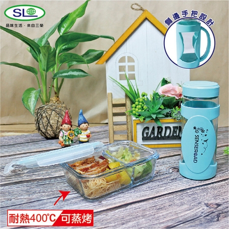 SL 2件式玻璃禮盒組（盒500ml＋杯400ml） R-2700-1＋S-9600-2 台灣製