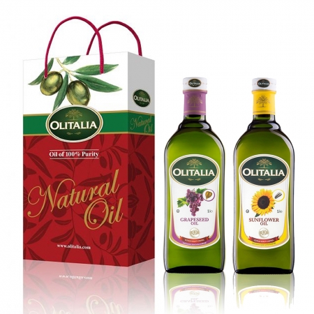 Olitalia 奧利塔 葡萄籽油1000ml＋葵花油1000ml禮盒組