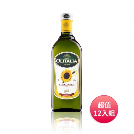 Olitalia 奧利塔 葵花油1000ml（裸裝）超值家庭號12入組