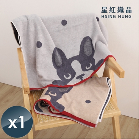 【星紅織品】可愛法鬥純棉浴巾x1入