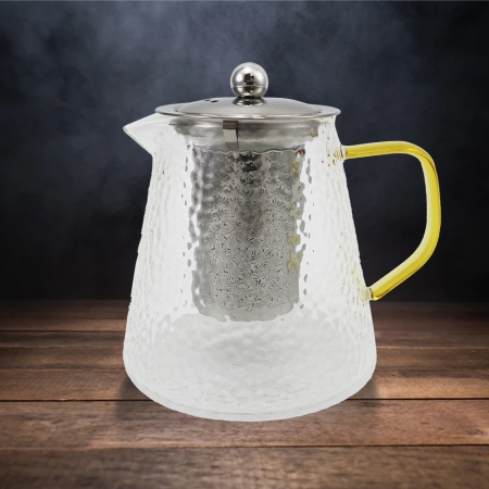 milomix 錘紋耐熱玻璃泡茶壺-900ml-1入