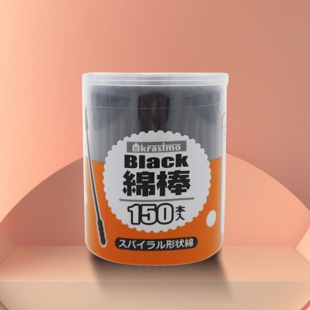 日本進口黑色螺旋棉花棒150入x6罐