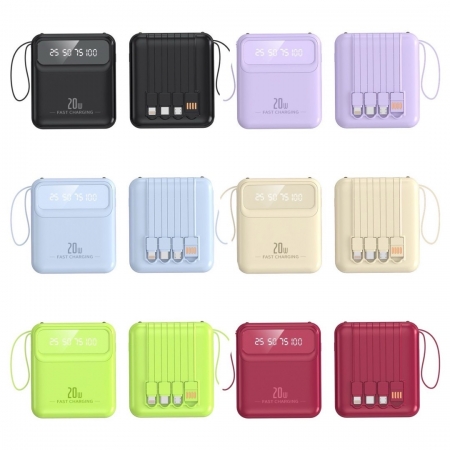 便攜行動電源 20000mah 自帶線 升級可拆式 戴掛繩 行充 移動電源 手電筒 客製化