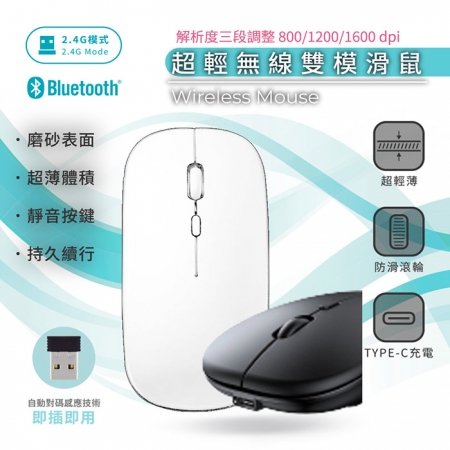 Songwin 超輕/靜音/充電式 無線雙模滑鼠（解析度三段調整）CY-M166