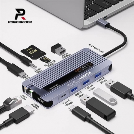 PowerRider HB-P25 十二合一 NVMe/SATA SSD 集線器