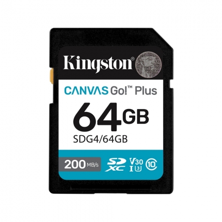 金士頓 Canvas Go! Plus SDXC 64GB 相機記憶卡 200MB/s U3 V30 大卡（KT-SDCG4-64G）