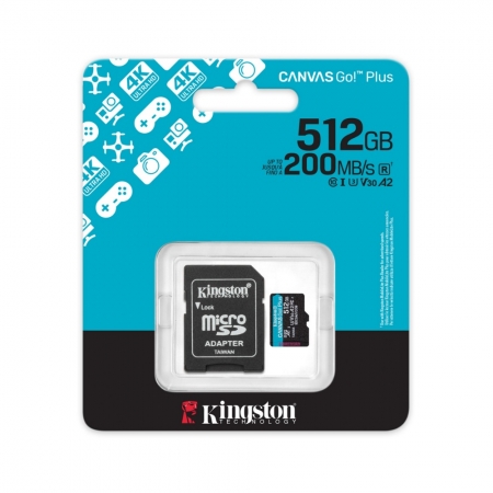 金士頓 512G SDCG4 Canvas Go! PLUS microSD 高速 記憶卡 A2 U3 V30 4K影片（KTCG4-512G）