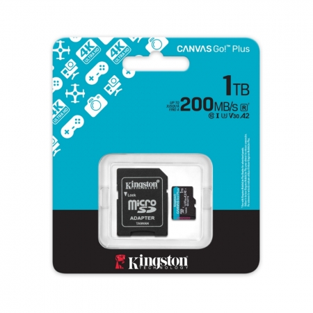 金士頓 1TB SDCG4 Canvas Go! PLUS microSD 高速 記憶卡 A2 U3 V30 4K影片（KTCG4-1TB）