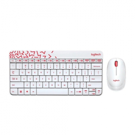 Logitech 羅技 MK240 NANO 無線鍵盤滑鼠組 鍵鼠組 白色/紅邊（LOGI-240WR）