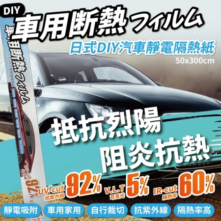 【YARK】日式DIY汽車靜電隔熱紙（300x50cm）-3入組