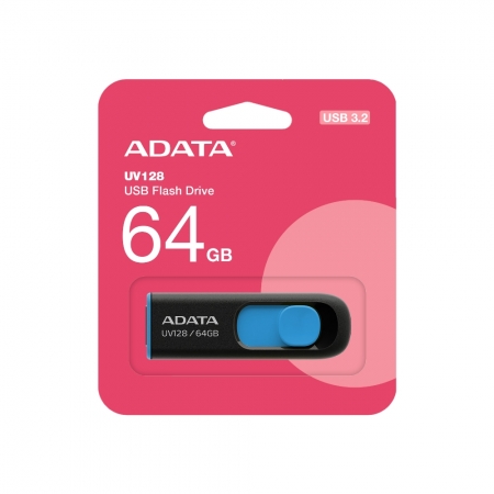 ADATA 威剛 UV128 64GB USB 3.2 高速隨身碟 黑色 公司貨（AD-UV128-64G）