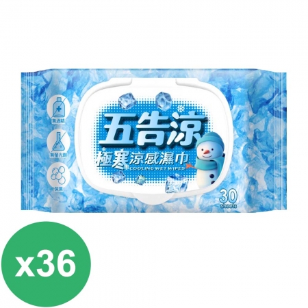 奈森克林 五告涼極寒涼感濕巾30抽附蓋X36包