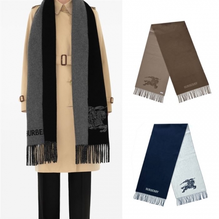 BURBERRY經典LOGO雙面兩用羊絨圍巾（任選） 平行輸入 點數兌換