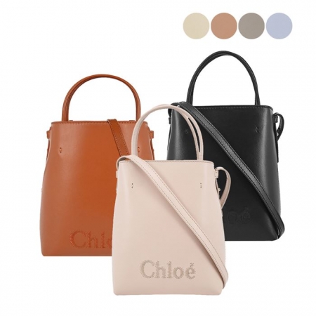 【Chloe】Sense壓印LOGO小牛皮兩用水桶包 平行輸入 點數兌換
