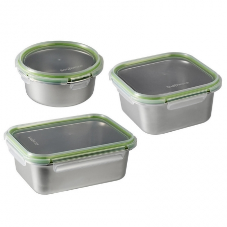 【美國 康寧 Corningware 】不銹鋼可微波保鮮盒3件組 COR-3PCS
