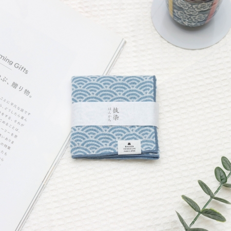 今治拔染三重紗方巾-青海波