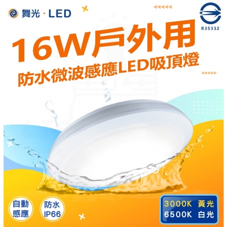 【 舞光 】 LED 智慧 微波感應 感應吸頂燈 16W 防水防塵 IP66 陽台 感應燈-2入