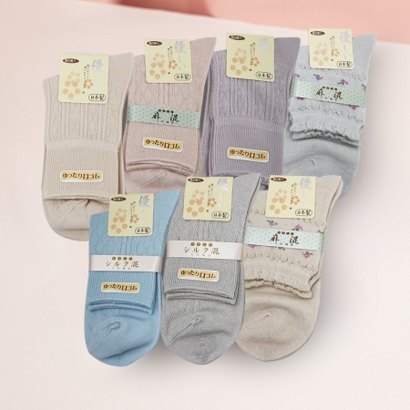 日本製綿麻混女襪-22~24cm-3雙入