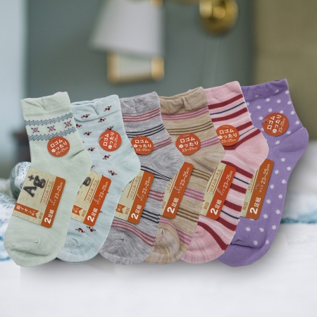 日本進口銀離子綿混女襪-23~25cm-2雙入x6組