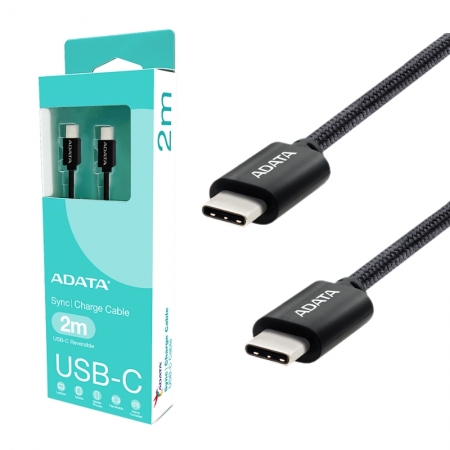 ADATA 威剛 USB-C to USB-C 2M 充電線 傳輸線 支援PD/QC快充 黑色（AD-C2C-2M-K）