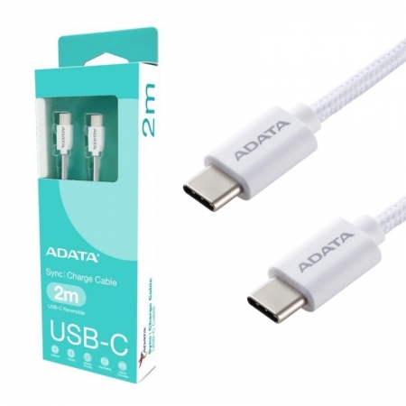 ADATA 威剛 USB-C to USB-C 2M 充電線 傳輸線 支援PD/QC快充 白色（AD-C2C-2M-W）