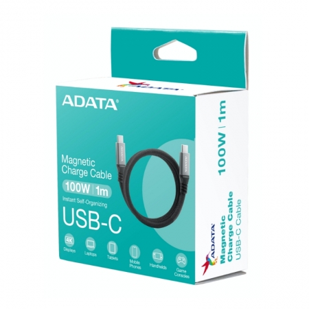 ADATA 威剛 USB-C to USB-C  磁吸設計 充電線 傳輸線 支援PD/QC快充（AD-C2C-MAG-K）