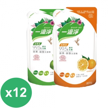 楓康一滴淨蘆薈多酚洗碗精補充包 柑橘植萃/檸檬植萃 800g 任選12入