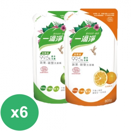 楓康一滴淨蘆薈多酚洗碗精補充包 柑橘植萃/檸檬植萃 800g 任選6入