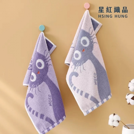 【星紅織品】可愛大眼貓純棉兒童毛巾