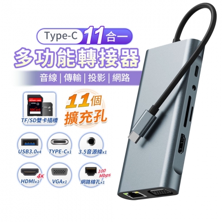 【好買點數放大】FJ 11合1Type-C多功能轉接器DK1（支援音線/網路/投影/傳輸）