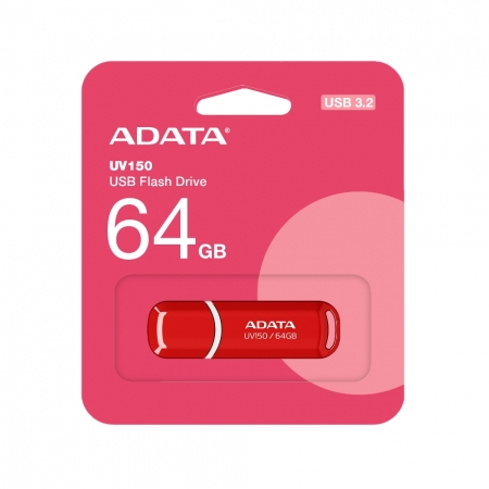 ADATA 威剛 UV150 64GB USB 3.2 高速隨身碟 紅色 公司貨（AD-UV150-R-64G）